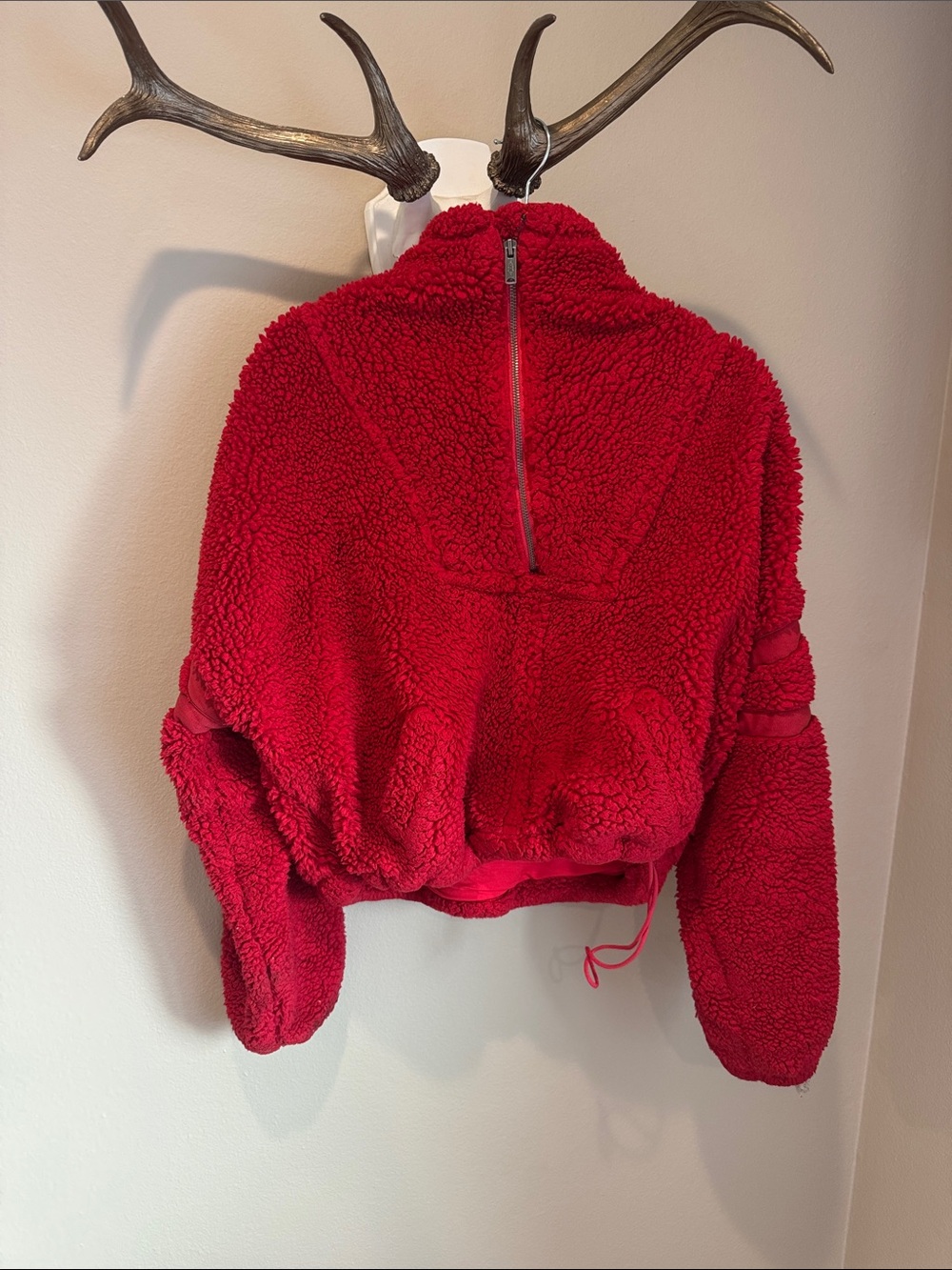 Free People Cozy Red Half-Zip Pullover Sweater